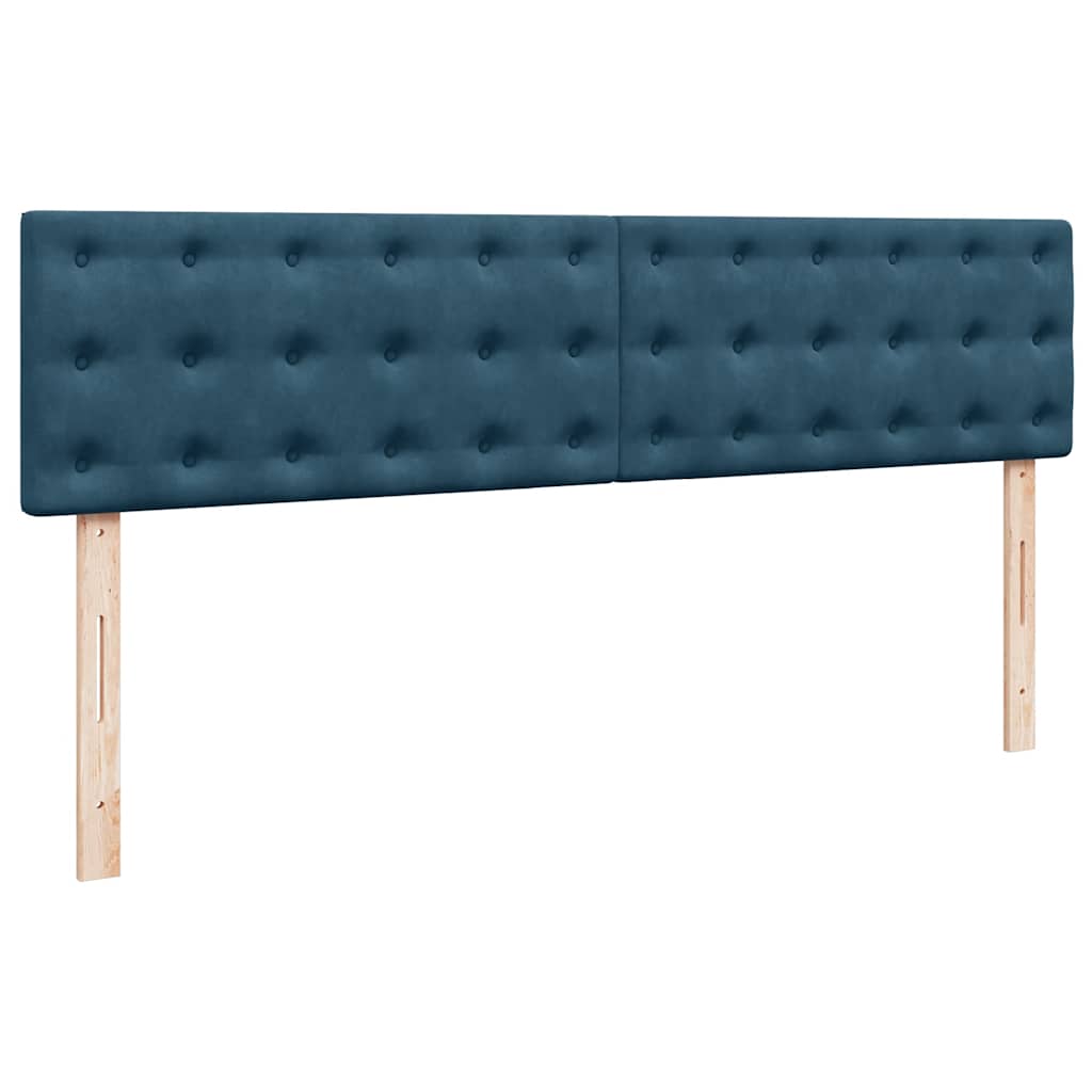 Ottoman Bed with Mattresses & LED Lighting Dark Blue 200x200 cm Velvet