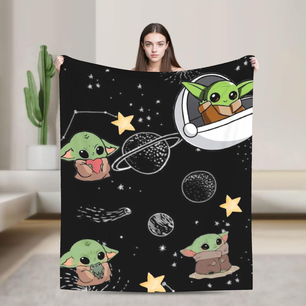 Grogu W-Warss Baby Yodas Blankets  Camping Flannel Throw Blanket For Living Room Warm Custom DIY Quality Bedspread