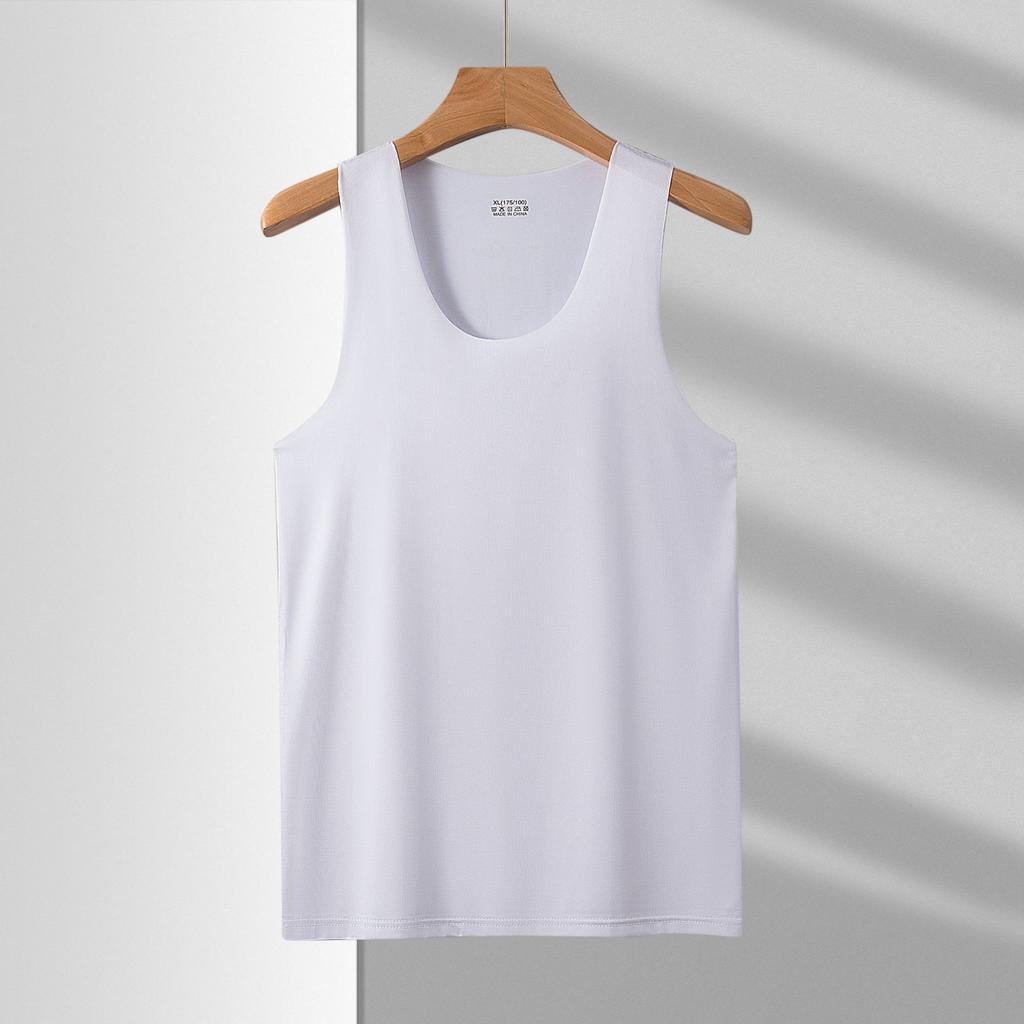 Men's seamless vest sleeveless version V-neck ice silk tight sports hurdles super elastic summer slim fit handsome