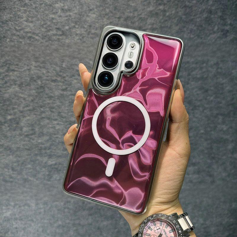 

Gradient Laser Ripple for Magsafe Case For Samsung Galaxy S26 Ultra S26 Plus Magnetic Wireless Charger Hard Plating Cover Galaxy S26 Ultra