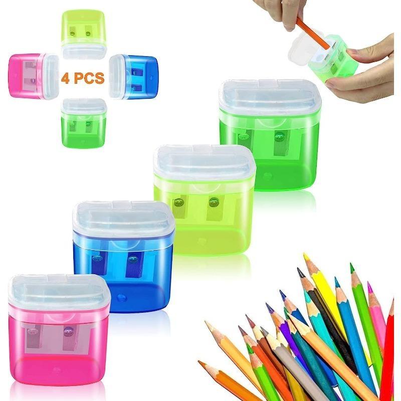 1pc Plastic Pencil Sharpener, Mini Student Stationery, Double Hole Pencil Sharpener, Simple and Practical