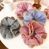 Korean Style Ruffled Plaid Color-Block Hair Tie - Retro Bun Accessory