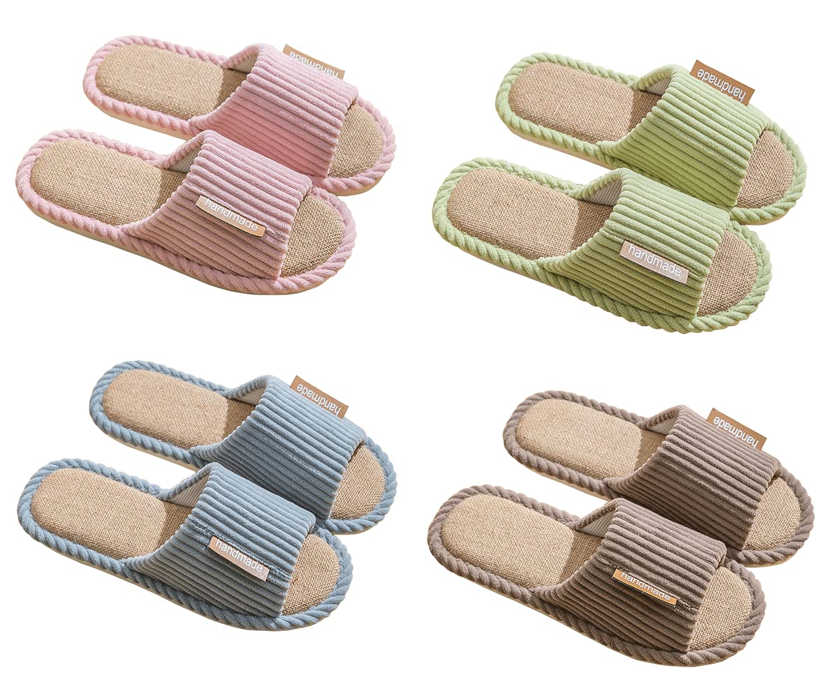 

Tzrcyc Комнатные Домашние Гостевые Лен и Хлопок Пара Офисный Набор из 4 Тапочек, Милые, в Скандинавском Стиле, Обувь, Тапочки, Тапочки, Унисекс, Моющиеся,