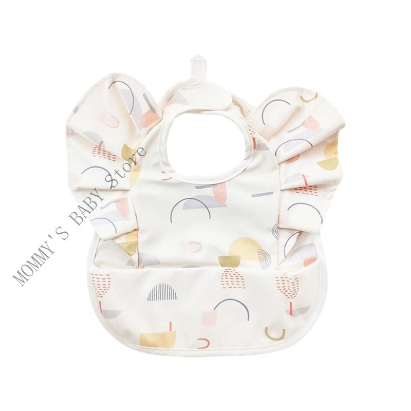 H3CD Flying Sleeve Baby Catcher Bib Angel Wing Design Bib Water Proofing Layer