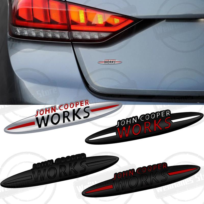 Metallo Per John Cooper Works Mini Cooper S JCW R56 R57 Countryman Clubman Paceman Adesivo Griglia Emblema Badge Carrozzeria Posteriore Bagagliaio Auto