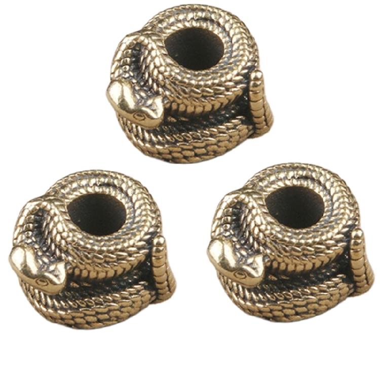 

3Pcs Light Weight Snake Shape Metal Beads Metal Hanging Charm Paracord Beads Bracelets Lanyard Pendants Accessories