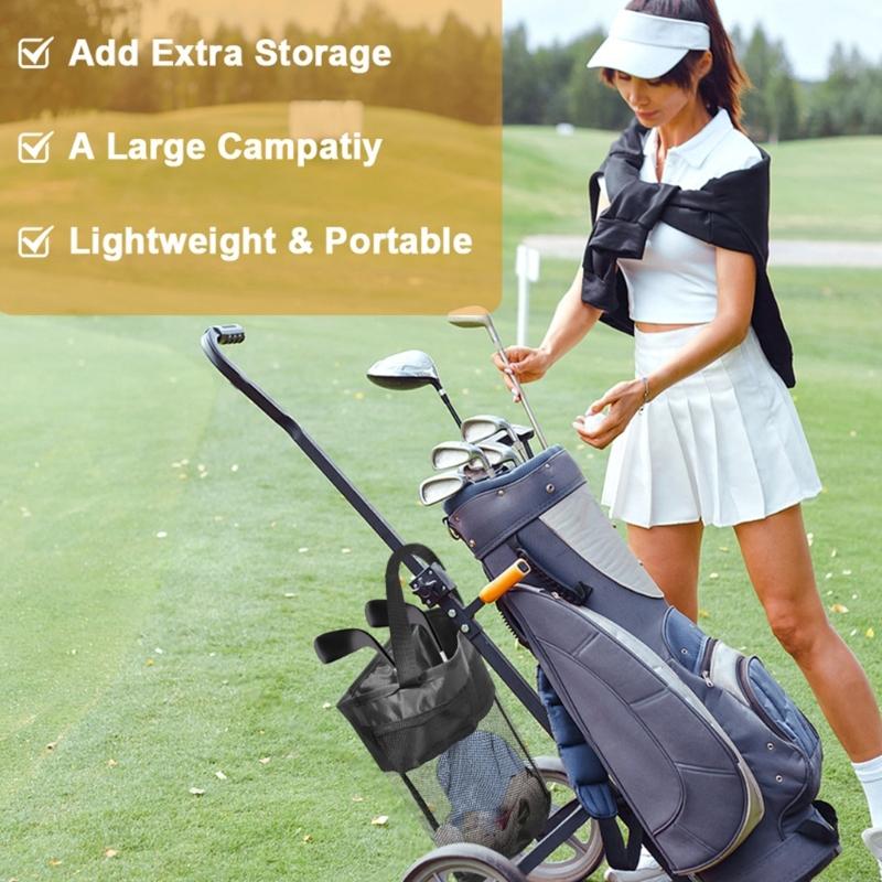 Convenient Golf Cart Organiser Bag Secure Buckles Breathable Mesh and Oxfords Fabric with Drawstring Closure