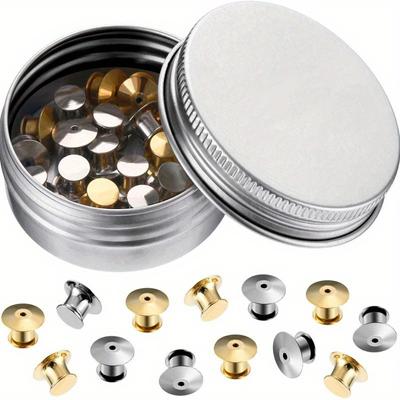 20pcs Solid Flat Pin Spring Pin Retainer Metal Pin Back Lock Pin Lock Buckle Back Replacement Box
