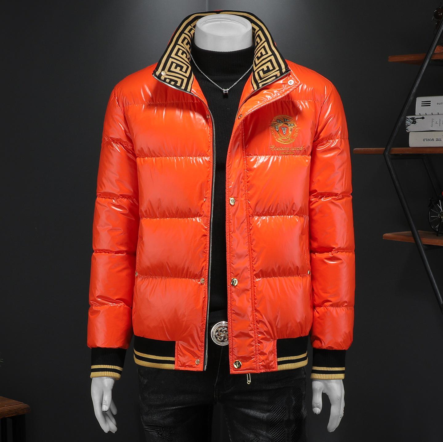 

Men s 2025 Trendy Bright Surface White Duck Down Jacket - Thickened & Lightweight Winter Coat XXXL помаранчевий