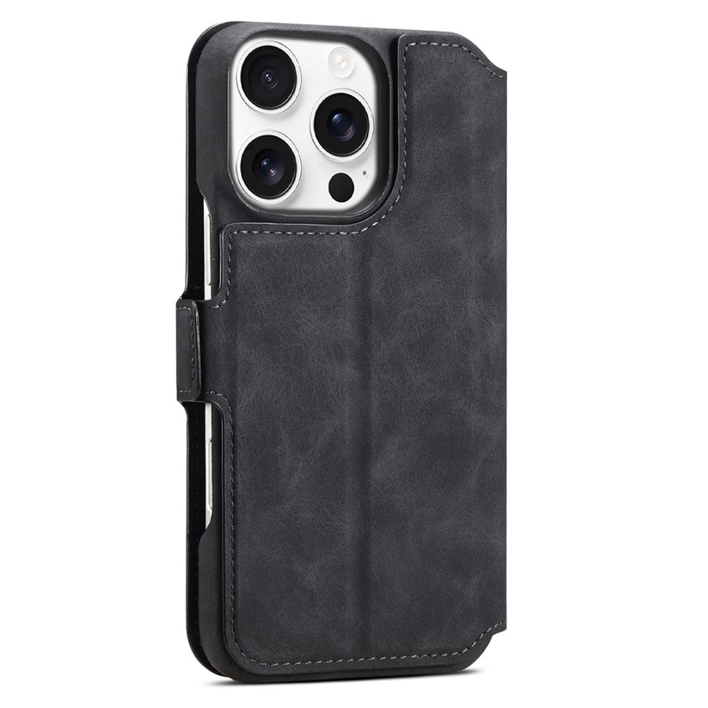 DENIOR B07 For iPhone 16 Pro Max Case Leather+PC Magnetic Detachable Wallet Phone Cover
