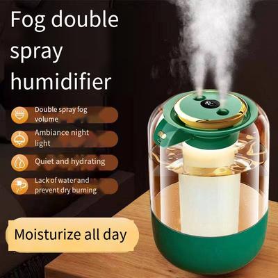 2L Dual Spray Humidifier USB Large Capacity Home Bedroom Office Nightlight Humidifier Transparent Aromatherapy Machine