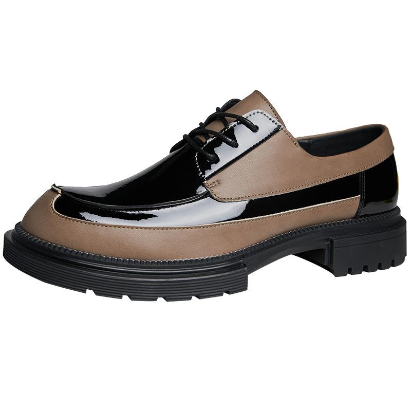 Men's Leather Shoes 2026 Spring and Autumn British Genuine Leather Business Casual Thick Sole Height Increasing Groom's Wedding
