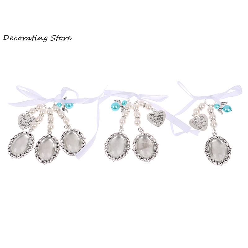 Bouquet de Mariage Cadre Photo Cœur pour Souvenir de Mariage Dentelle de Mariée Ovale Charme de Mariée Pendentif Ange de la Mariée