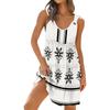Women's Fashion V-Neck Waist Printed Sleeveless Vest Dresses
