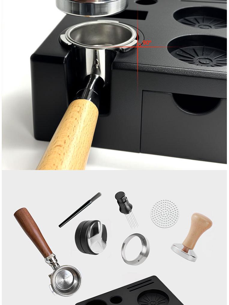 Czarny 3-częściowy zestaw stacji do ubijania kawy 51 mm z podstawą dystrybutora