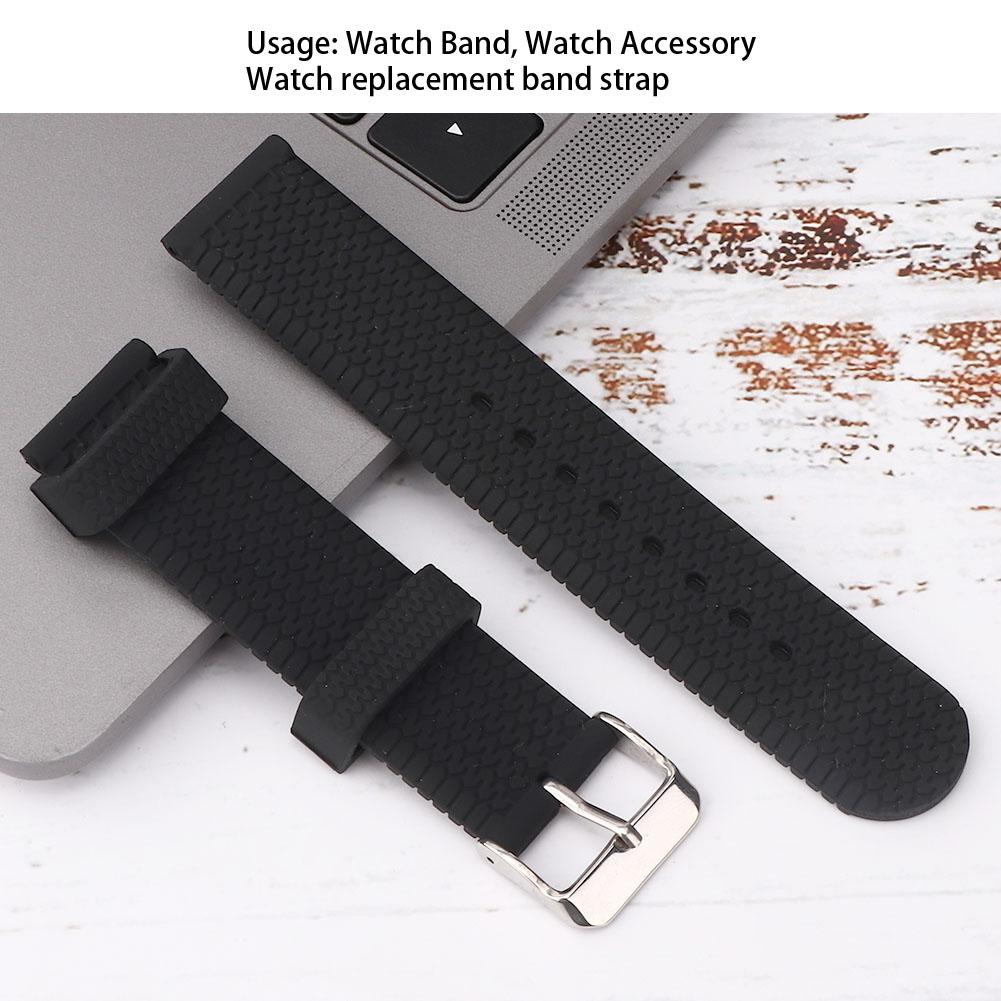 20mm Watch Band Silicone Pin Buckle Sports Tire Grain Watch Strap AccessoryBlack