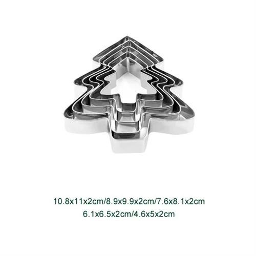 5Pcs Christmas Cookie Cutter Set Stainless Steel Christmas Themed Shape Cookie Mold Biscuit Cutters Xmas DIY Baking Cookie Tool