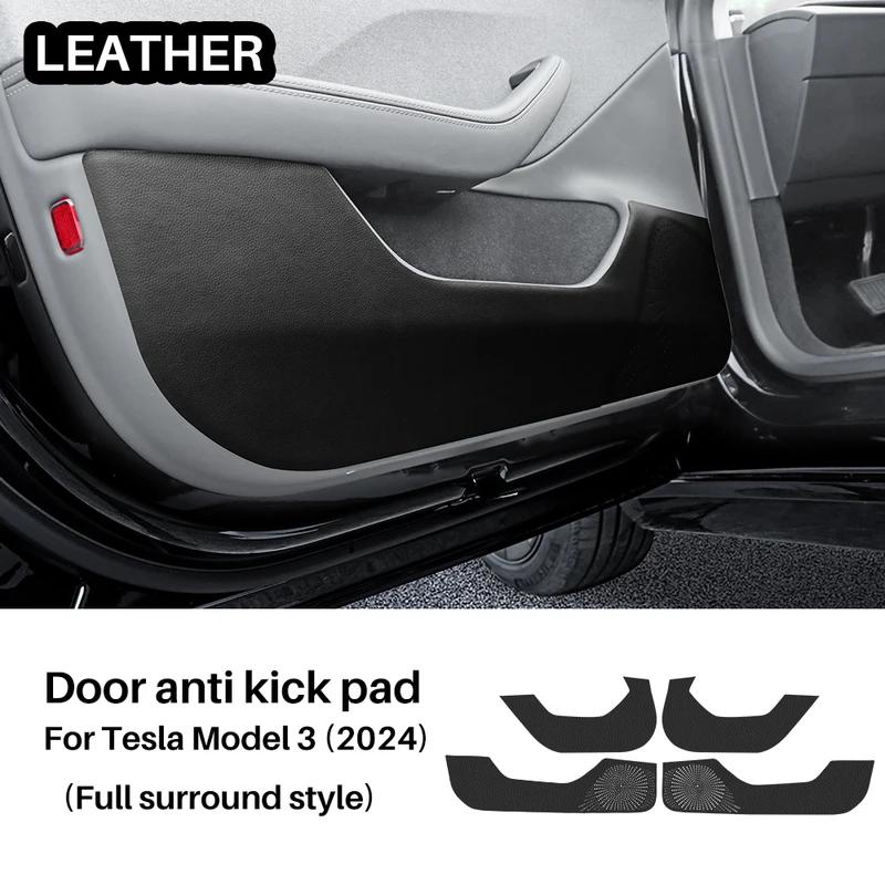 For Tesla Model 3 Highland 2024-up Suede Leather Door Anti-Kick Sticker Soil-Proof Mat Children's Kick Pad Car Accessories