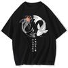 Japanese Koi Harajuku Illustration Pattern Washed TShirt Men Summer Casual T Shirt Soft Fashion Short Sleeve Cotton