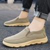 Fashion Men Canvas Shoes Spring New Casual Single-shoe Soft Soled Spring Autumn Breathable Mesh Shoes Non-slip Slip-on Casual Work Shoe