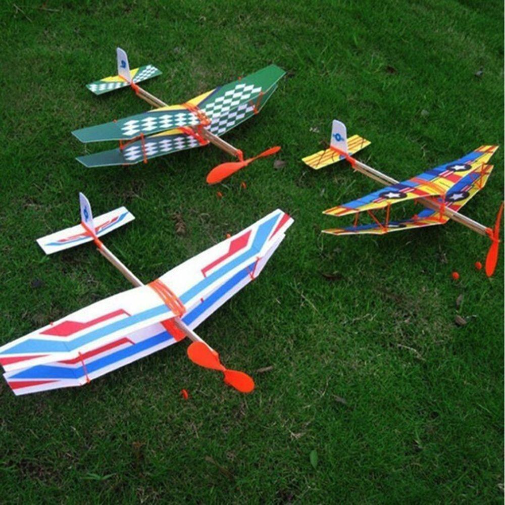 Durable Educational Toy Christmas Best Gift Diy Foam Aircraft Elastic Rubber Airplane Assembly Plane Model Powered Flying Glider