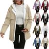 Womens Fleece Lined Jacket Zip Up Hoodie Jackets Casual Long Sleeves Button Coat Fall Winter Coats