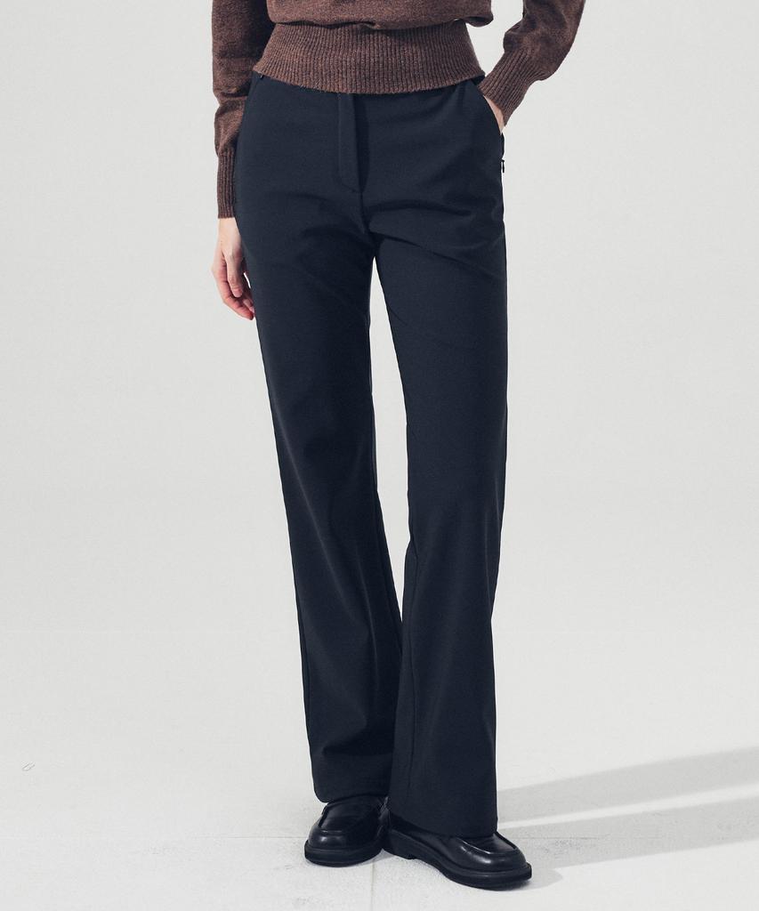 LORDLOAR Elastic Bonding Straight Slacks Black