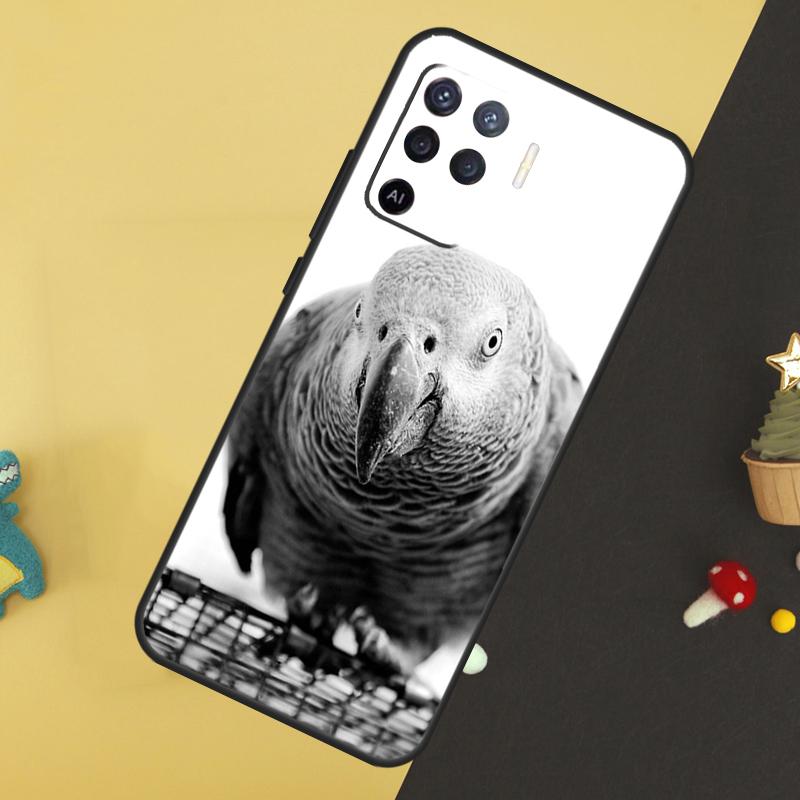 African Grey Parrot Case For Oppo A96 A76 A16 A17 A57 A60 A40 A80 A18 A38 A58 A78 A98 A15 A54 A74 A94 A6 A5 Pro
