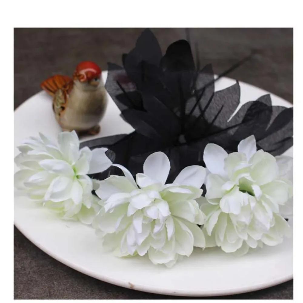 Burgundry Dahlia Black Artificial Flower Branch Wedding Flower Wall Arrangement Materials Halloween Fake Flower Table Home Decor
