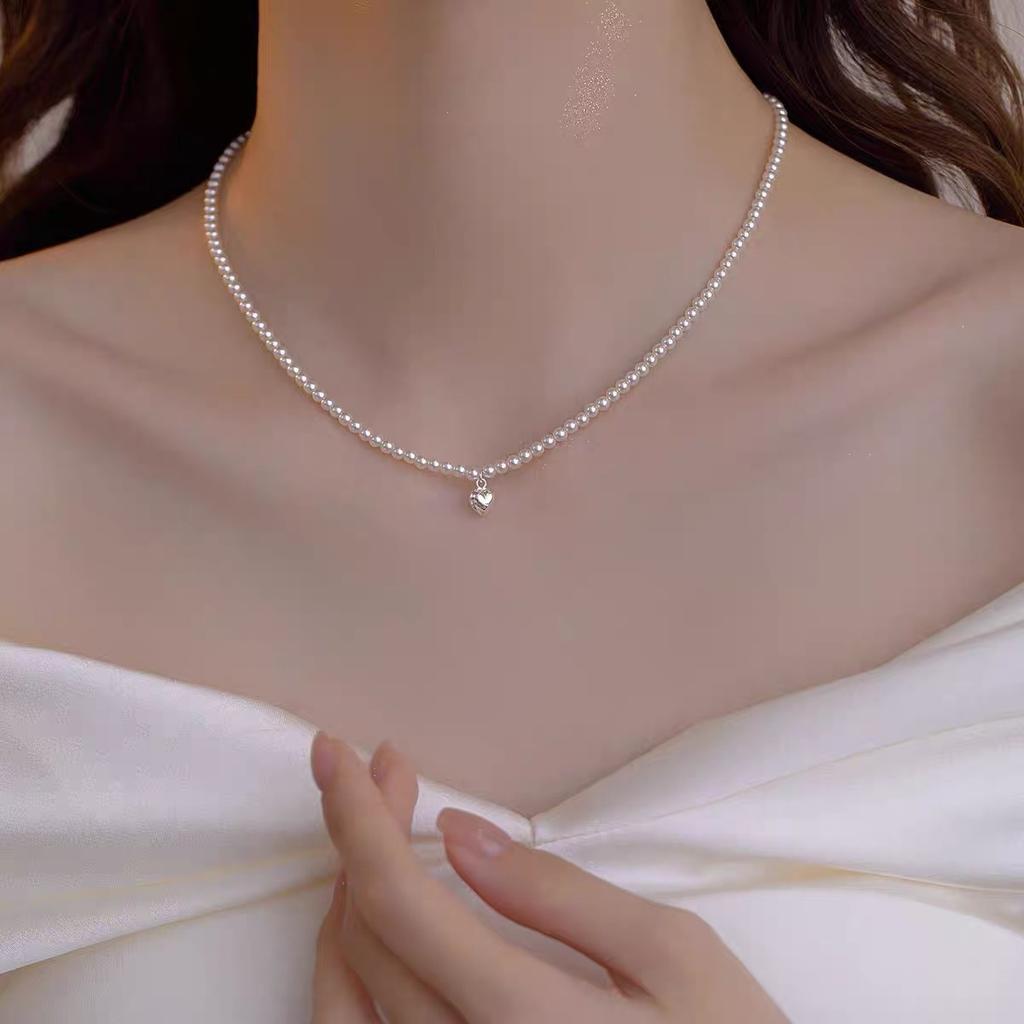 Shijia pearl necklace women's niche design sense fashion temperament collarbone chain neck chain sweater chain bead chain