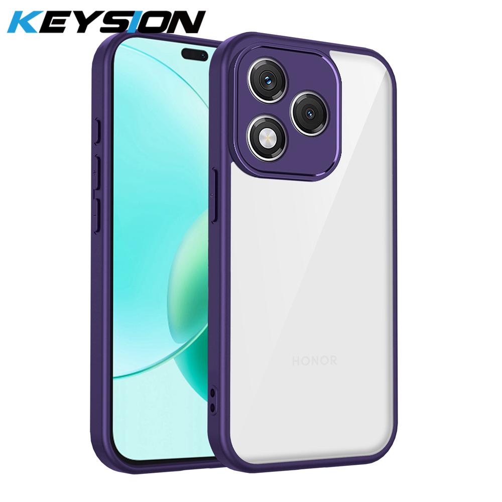 

KEYSION Transparent Phone Case for HONOR X8d Soft Silicone+PC HD Clear Simple Shockproof Phone Back Cover for Honor 600 Lite 5G for Honor 600 Lite фіолетовий