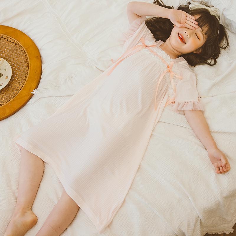 Girls' Ice Silk Princess Nightgown - Fairy Style Summer Pajamas