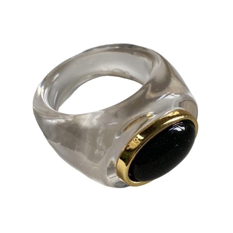 Inel Geometric din Rășină Ton Transparent/Ambră Inel de Deget Textură Minimalistă Bijuterii Impermeabile pentru Femei și Fete