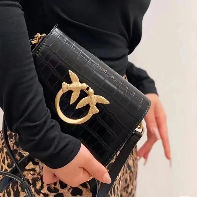 New PINKO Cowhide Leather Swift Bag Shoulder Bag Crossbody Bag Mini Women's Black 1P22VW-A051-Z99G