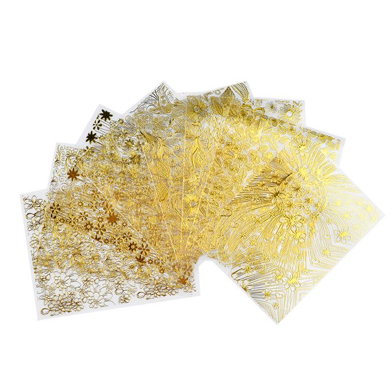 

8 шт. золотые линии водные наклейки наклейки для лица мраморный узор слайдер для ногтей украшение для дизайна ногтей 8PC золотой