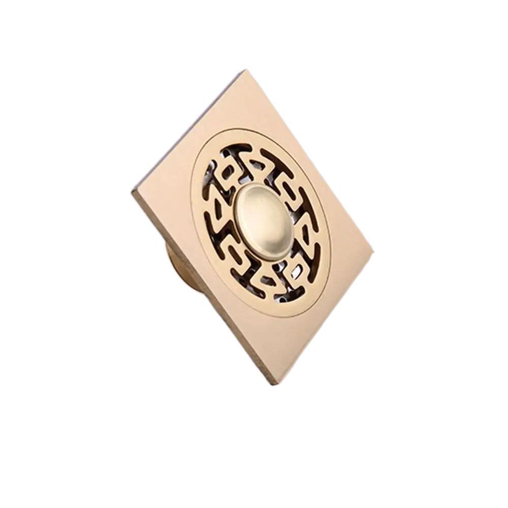Anti-odor Square Shower Drain Brass Bathroom Drainage Universal Floor Hair Catcher  Toilets