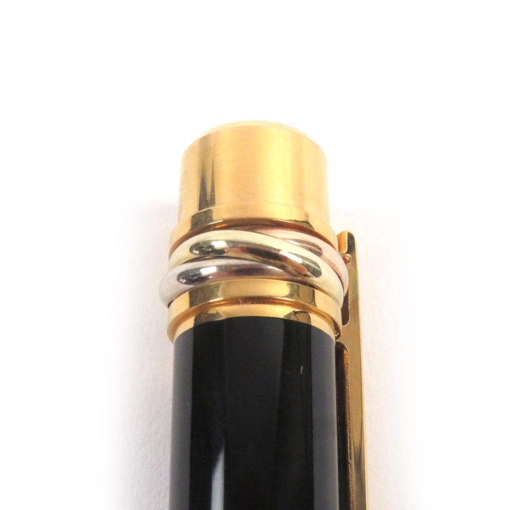 Excellent Cartier Fountain Pen Trinity Cap Type Black Gold 18K Mens Used