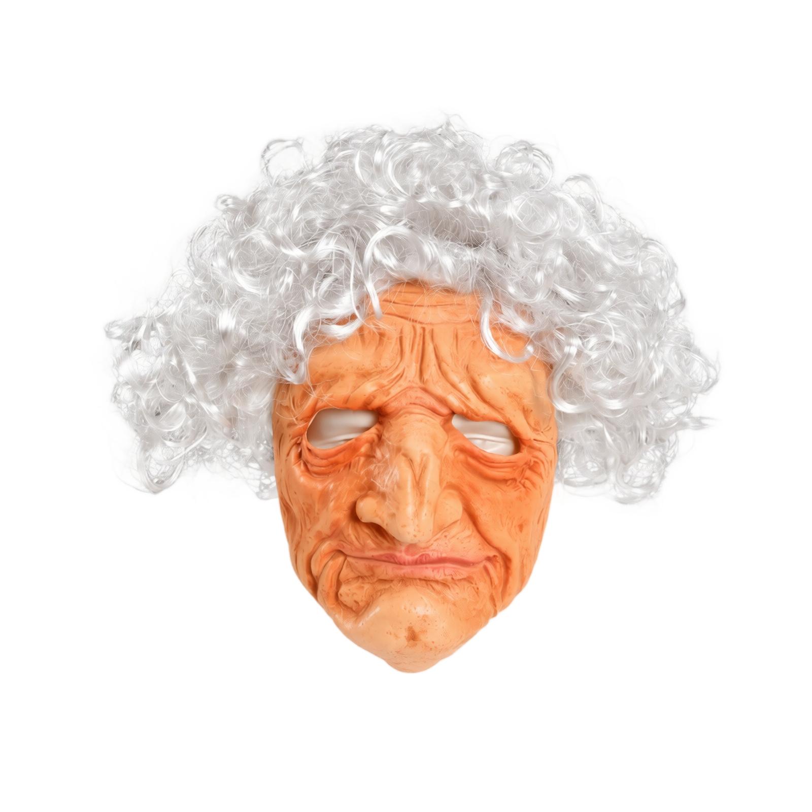 1 Old Lady Halloween - Funny Elderly Woman Face for Costume Party Fancy Dress one size