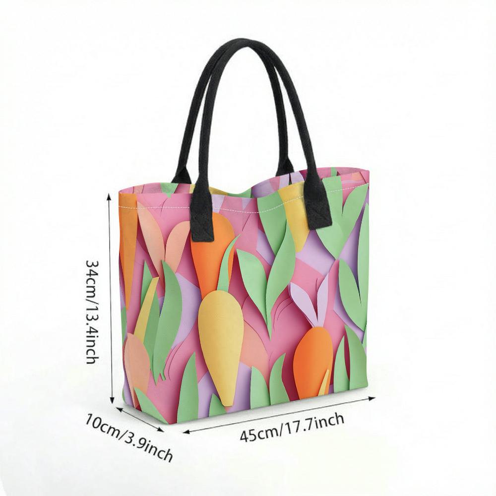 Colorful Floral Printed Canvas Tote Bag Large Casual Daily Handbag for Women Lightweight Reusable Grocery Shopping Shoulder Bag
