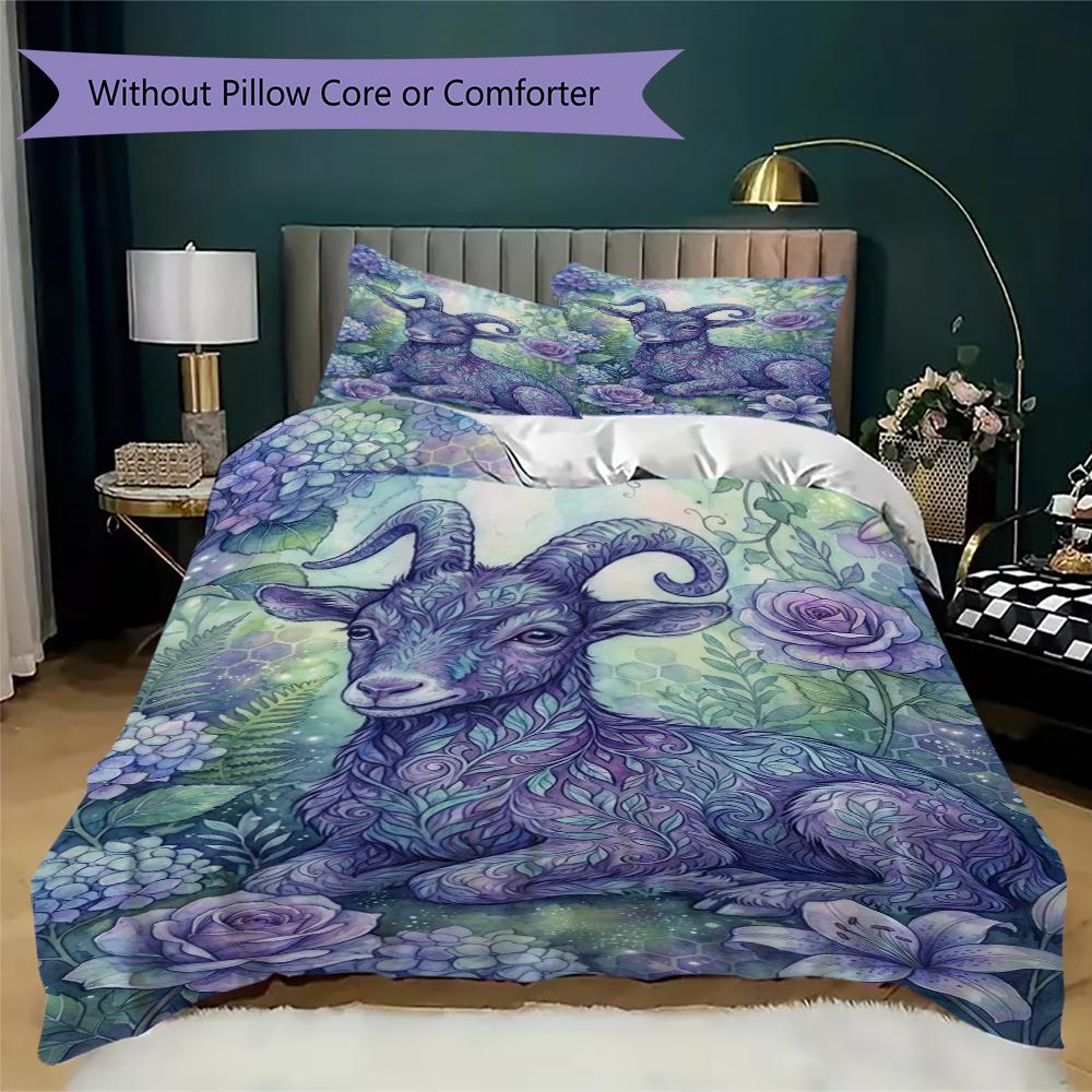 Goat Demon Pattern Bedding Uilt Set Uilt Cover Pillowcase Home Decoration Birthday Gift (1 * Duvet Cover + 2 * Pillowcase  Without Core)142
