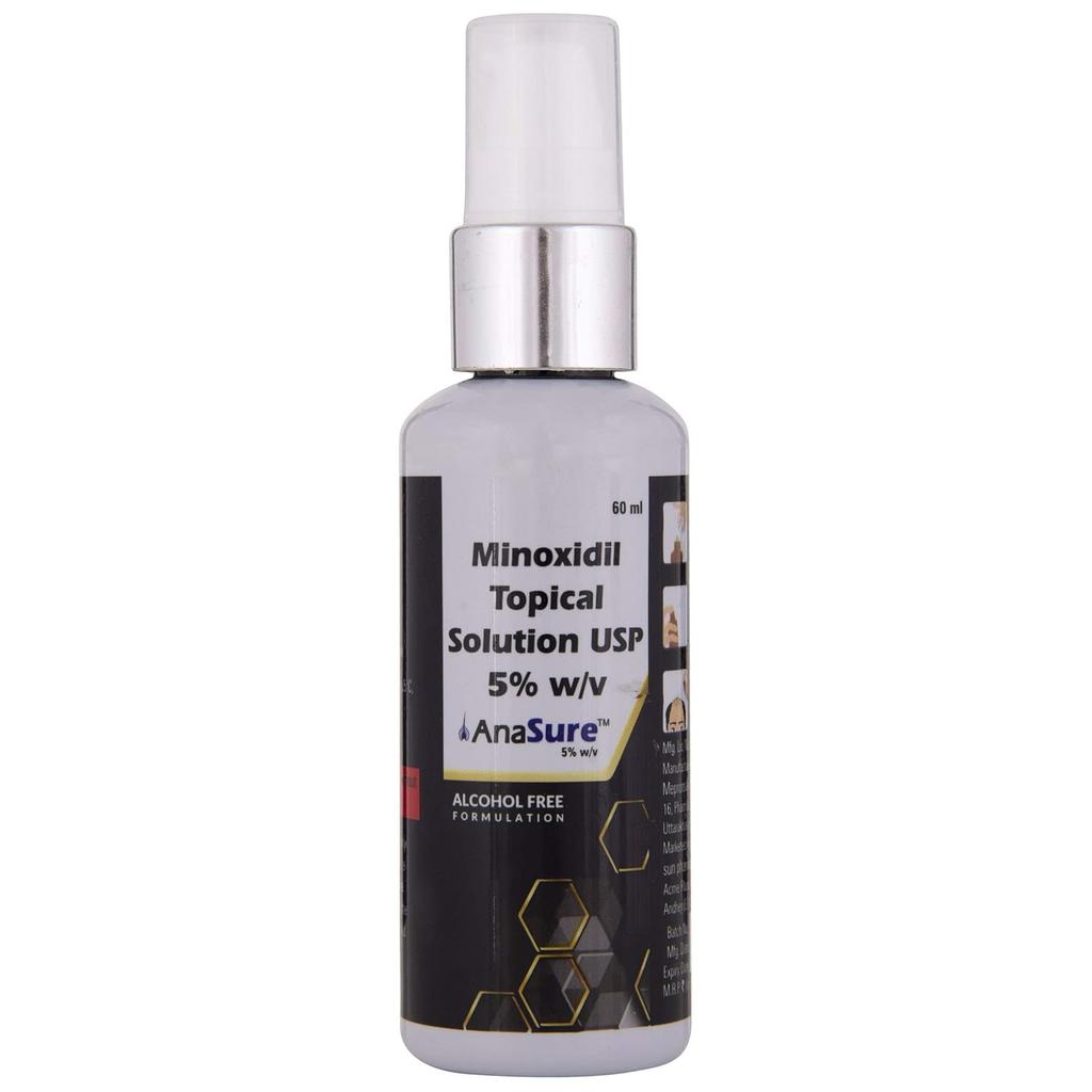 Anasure 5% W/v - Bottle of 60ml Solution with Minoxidil X Pack of 2