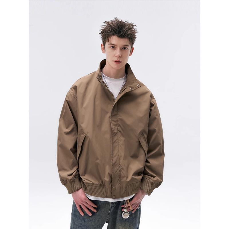 REEZ 2025 Men s Trendy Stand-up Collar Workwear Jacket for Spring and Autumn Medium коричневый