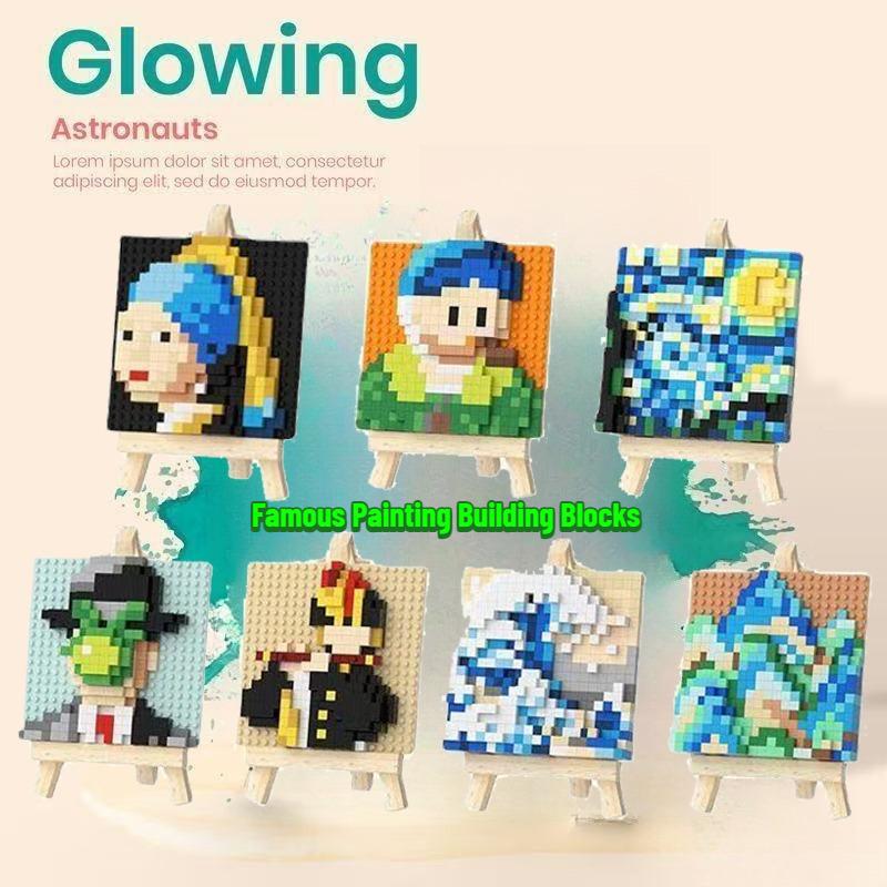 Hot Famous Painting Building Blocks With Wooden Easel Diamond Bricks Educational Toys DIY Decorations Birthday Kids Gifts