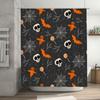 Halloween-themed shower curtain with witch hat patterns, spiders webs, candy corn designs waterproof fabric for bathroom decor s