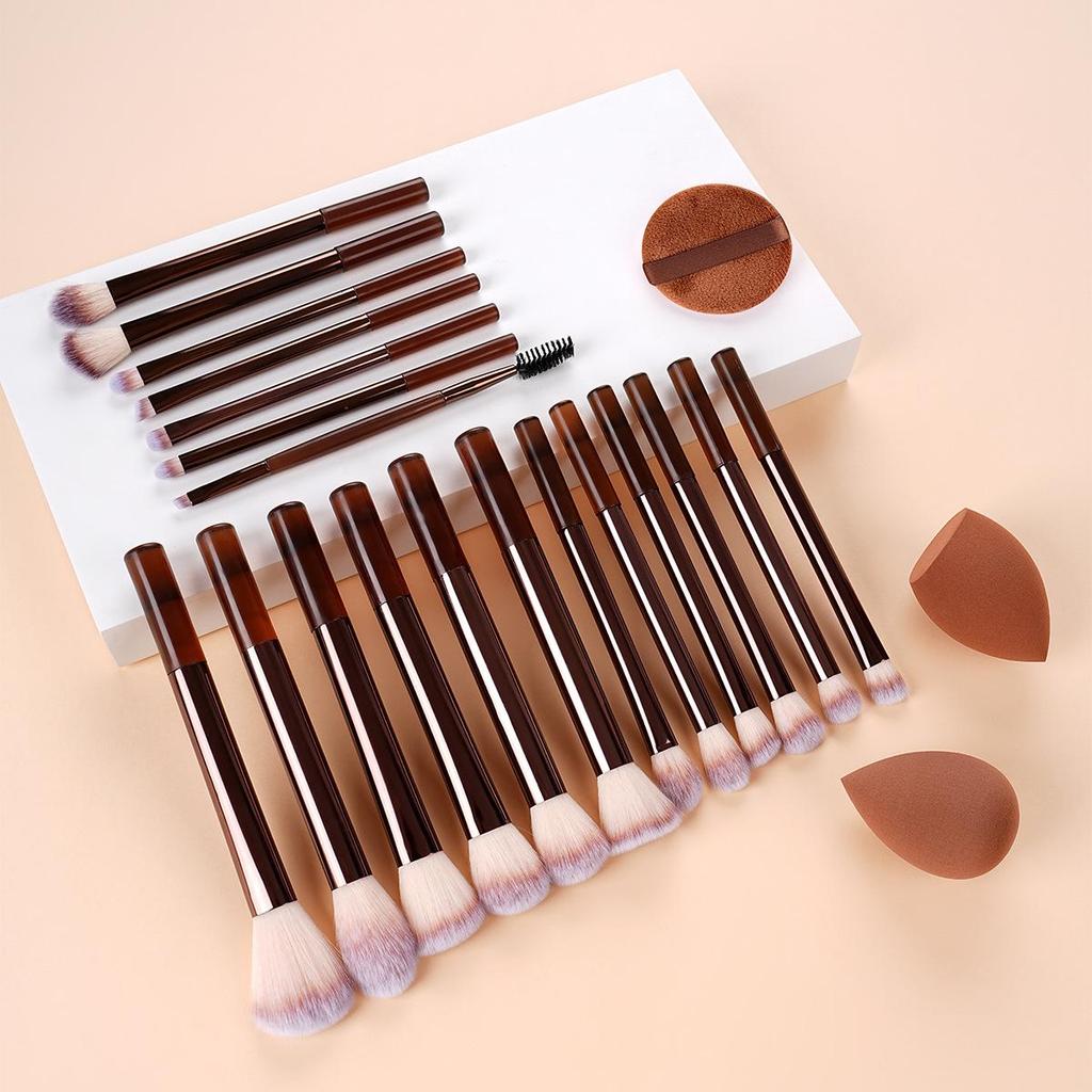 Dual-Ended Long Handle Eye Brush: Spiral Mascara, Angled Eyebrow Brush, Small Comb, Powder, and Eyeliner Functions