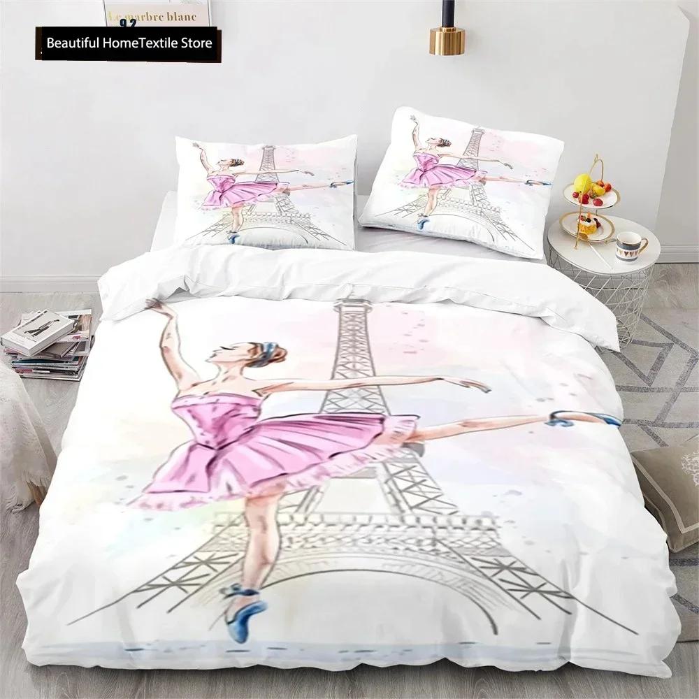 Comforter Luxury New 3D Print Eiffel Tower Lake Colourful Cloud Beautiful Landscape Bedding Set King Size Comforter