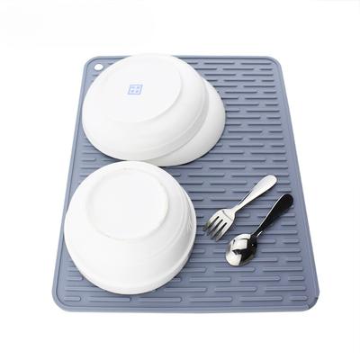 Silicone Drain Pad Square Non-slip Folding 40x30cm Kitchen Countertop Drying Pad Anti-hot Insulation Pad