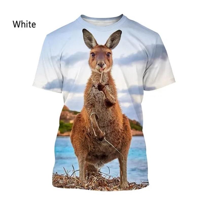 Cute Animal Kangaroo Pattern Tshirt For Men Women 3D Printing Casual Short Sleeve Funny Tee