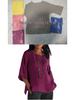 Women's Cotton Linen Three-Quarter Sleeve Shirt - Round Neck Top
