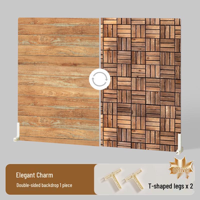 Retro Doppelseitige Wasserdichte PVC Fotografie Hintergrundplatte – Holzmaserung Stillleben Landschaft